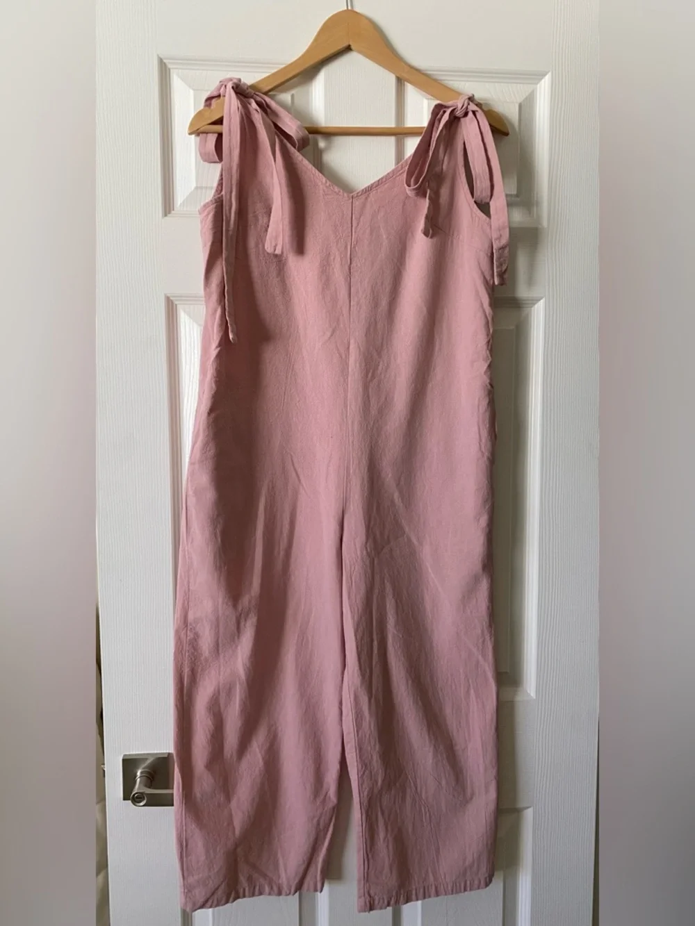 SHEIN Dusty Pink Tie-Strap Wide-Leg Jumpsuit - Picture 1 of 6